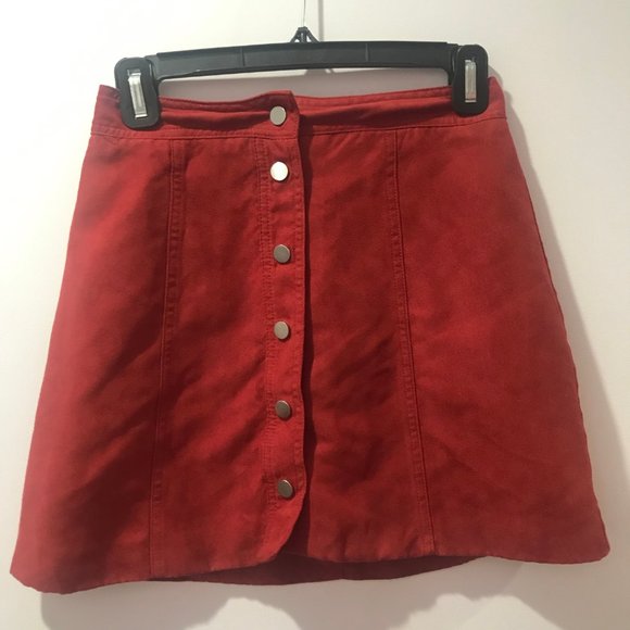 Red Suede Skirt - Picture 1 of 5